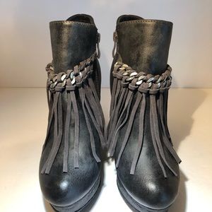 Sbicca Vintage Collection Fringed Wedge Booties
